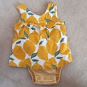 Carter's Lemon Striped Romper Dress Set